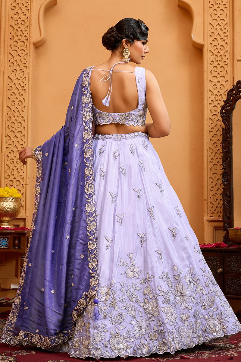 Captivating Tissue Designer Indo-Western Lehenga Choli for Engagement and Reception