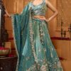 Delightful Tissue Designer Indo-Western Lehenga Choli for Mehendi, Engagement, and Reception