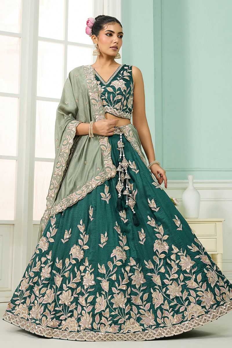 Marvelous Silk Designer Indo-Western Lehenga Choli for Wedding, Mehendi, and Reception