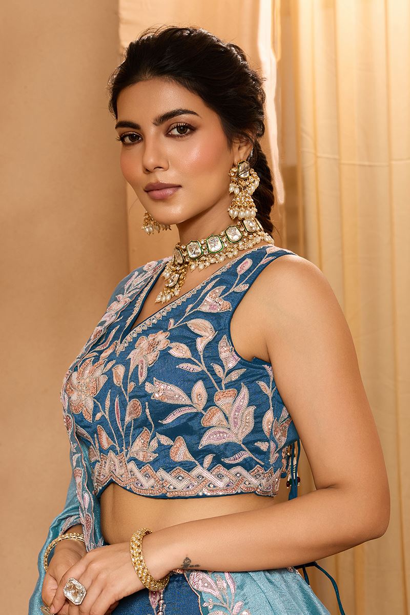 Trendy Silk Designer Indo-Western Lehenga Choli for Wedding and Reception