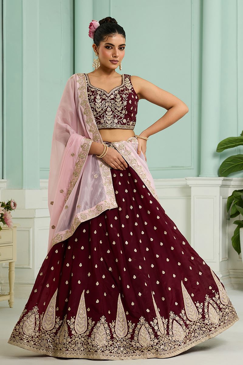 Appealing Organza Designer Indo-Western Lehenga Choli for Wedding and Reception