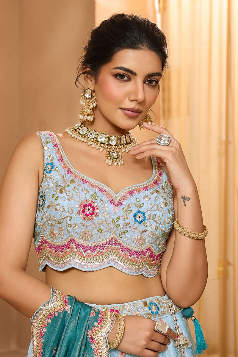 Splendid Tissue Designer Indo-Western Lehenga Choli for Engagement and Reception