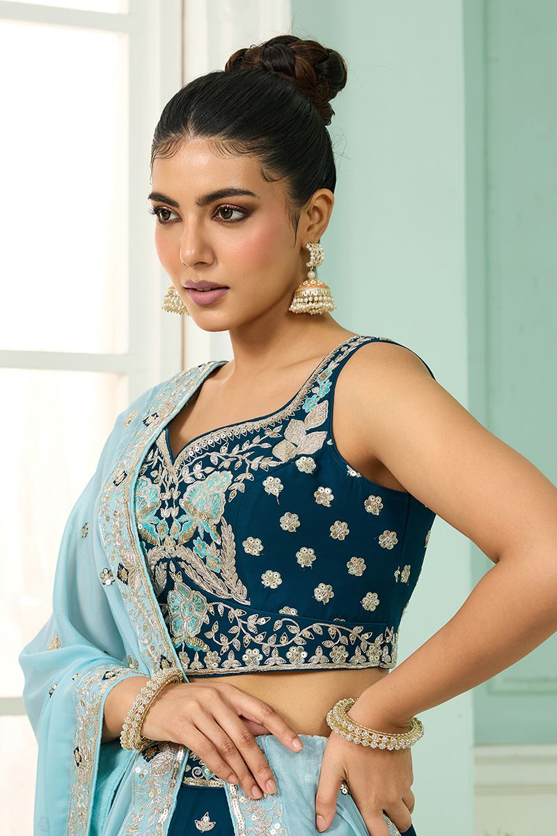 Impressive Georgette Designer Indo-Western Lehenga Choli for Wedding and Reception