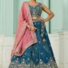 Dazzling Cosmos Silk Designer Indo-Western Lehenga Choli for Engagement and Reception