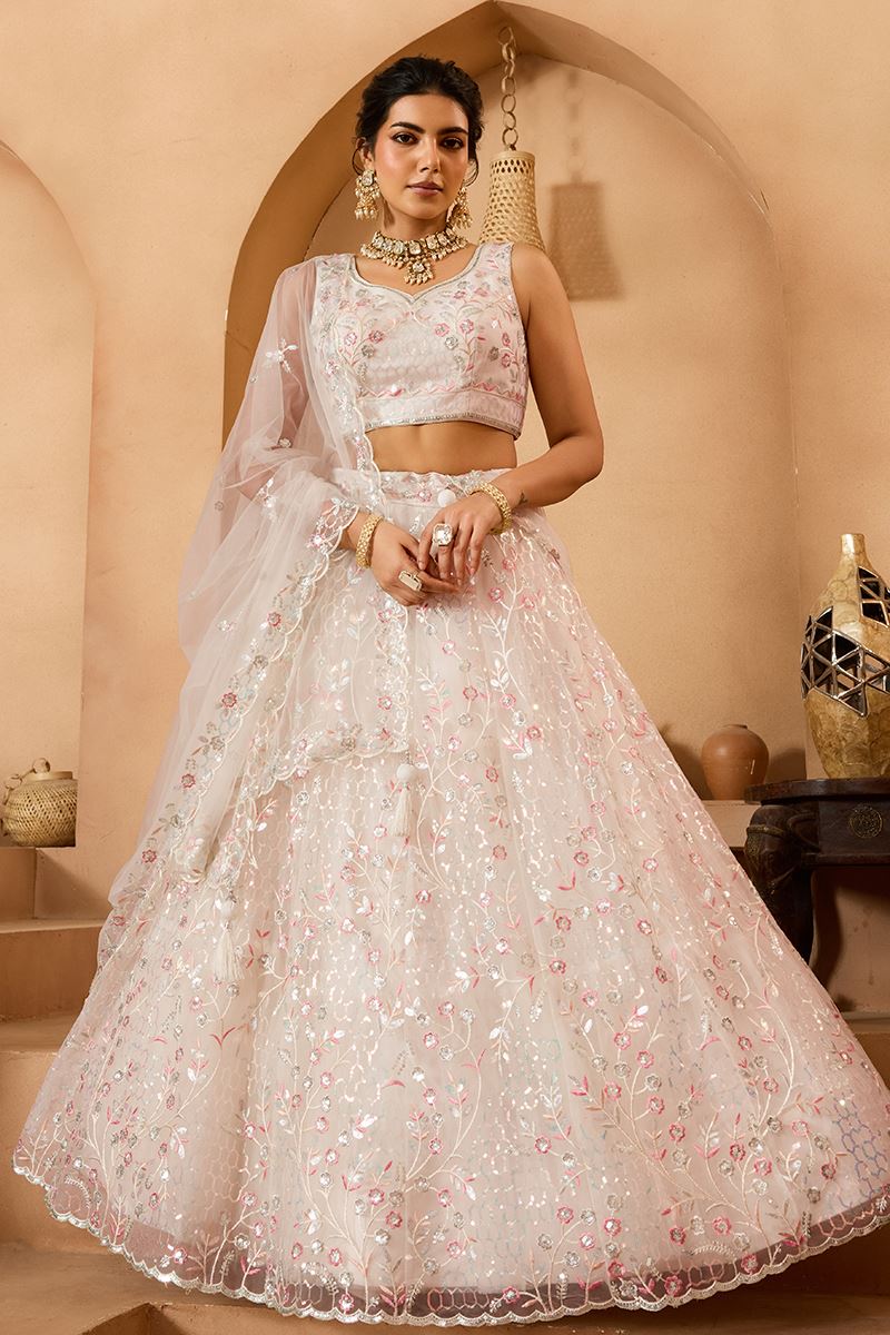 Artistic Net Designer Indo-Western Lehenga Choli for Engagement and Reception