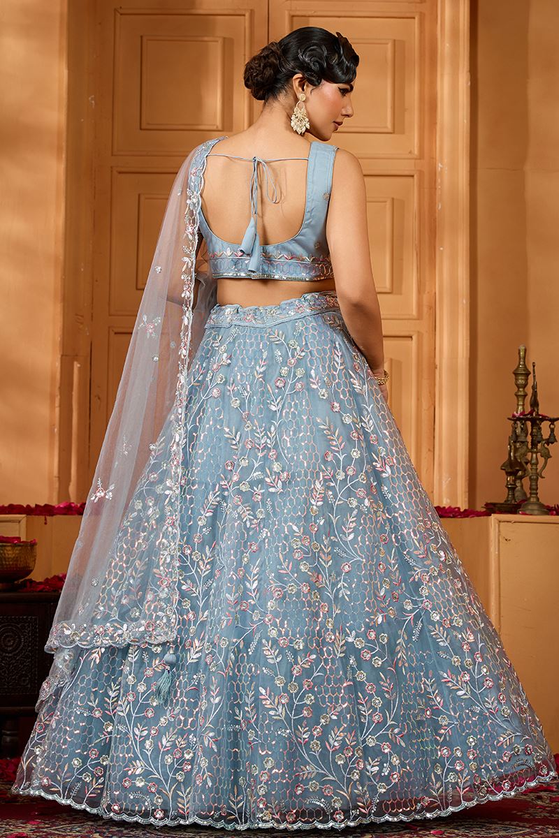 Beautiful Net Designer Indo-Western Lehenga Choli for Engagement and Reception