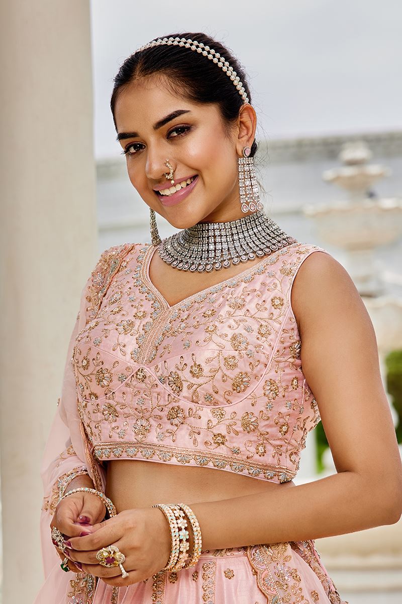 Striking Silk Designer Indo-Western Lehenga Choli for Engagement and Reception