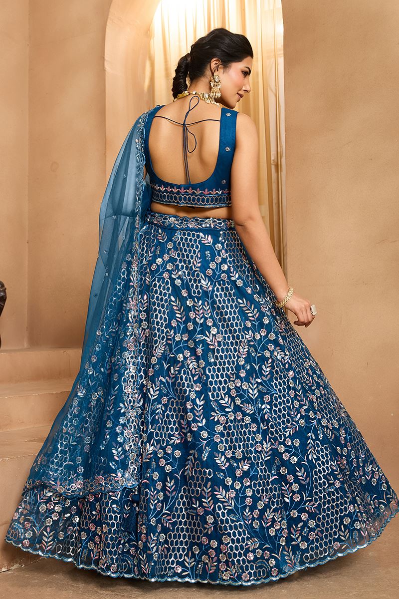 Attractive Net Designer Indo-Western Lehenga Choli for Engagement and Reception