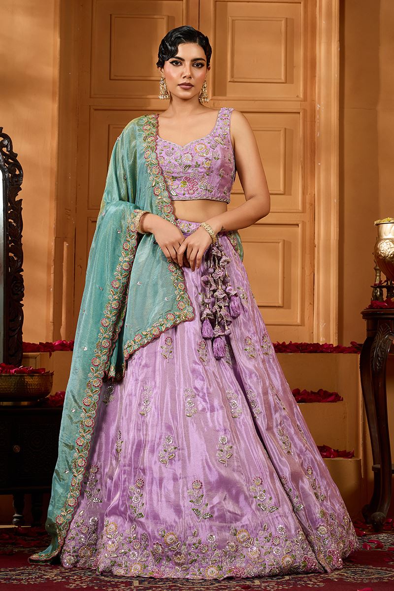 Pretty Satin Silk Designer Indo-Western Lehenga Choli for Engagement and Reception
