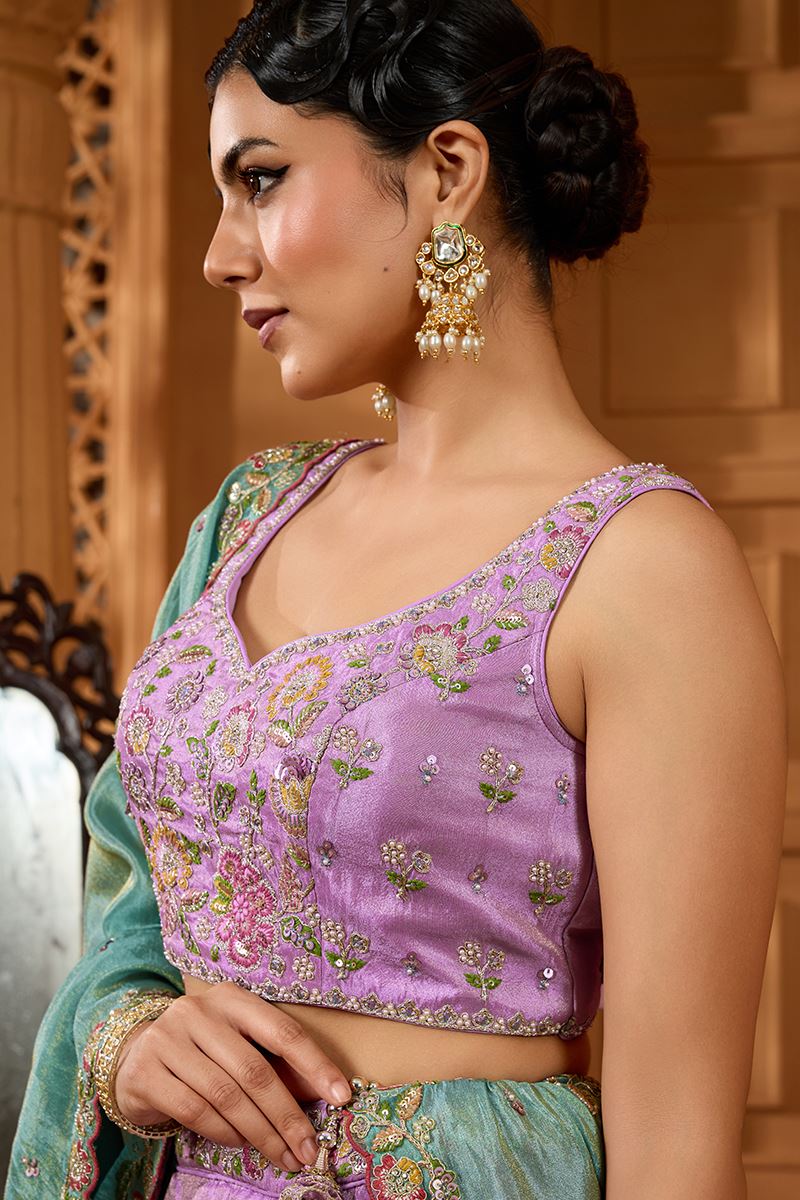 Pretty Satin Silk Designer Indo-Western Lehenga Choli for Engagement and Reception