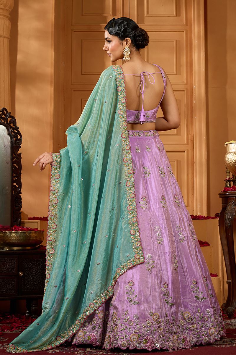 Pretty Satin Silk Designer Indo-Western Lehenga Choli for Engagement and Reception