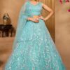 Exquisite Net Designer Indo-Western Lehenga Choli for Engagement and Reception