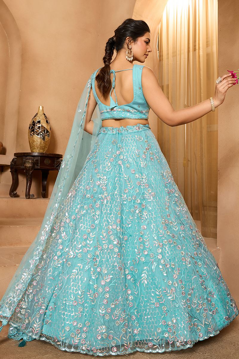 Exquisite Net Designer Indo-Western Lehenga Choli for Engagement and Reception