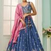 Surreal Silk Designer Indo-Western Lehenga Choli for Engagement and Reception