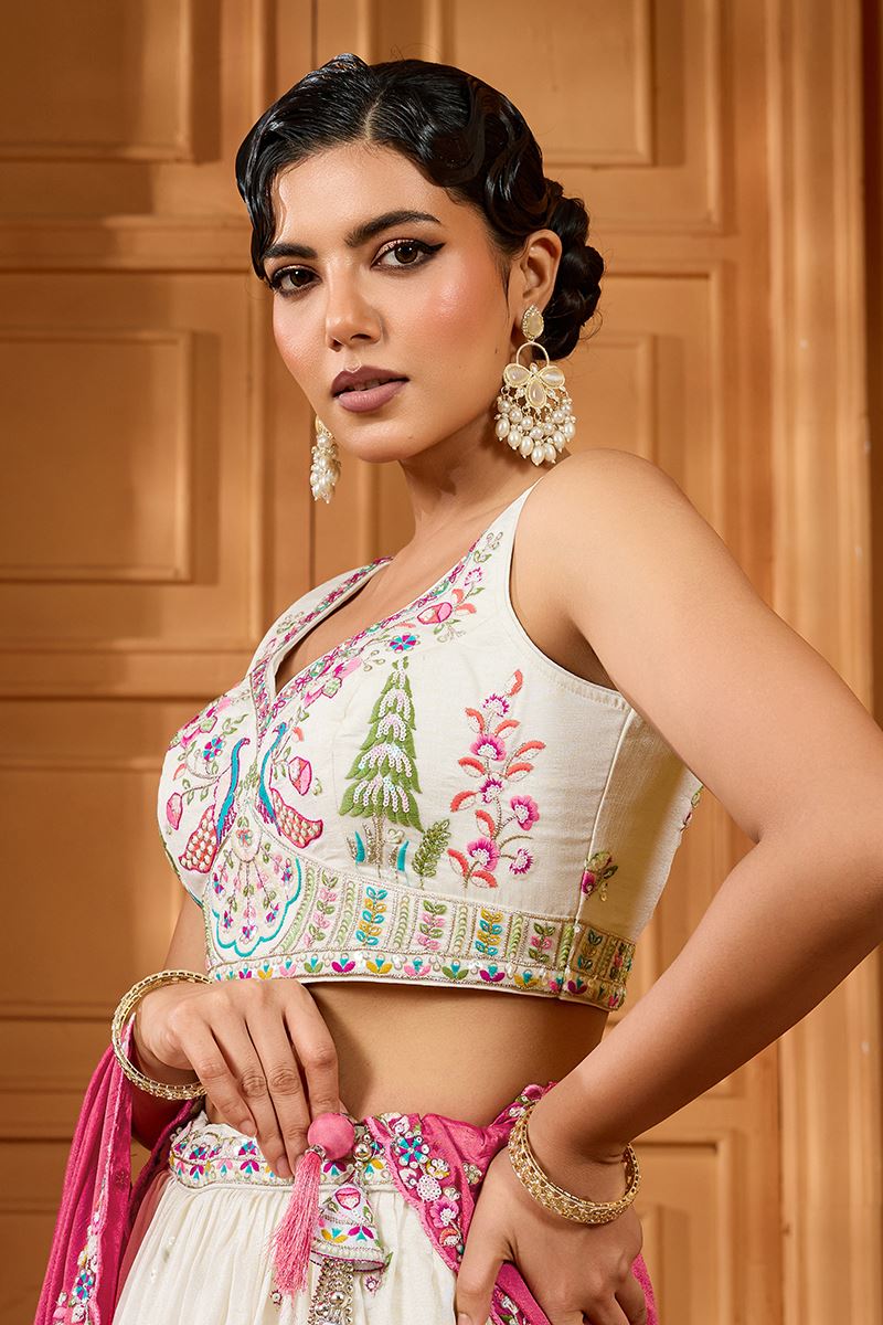 Royal Silk Designer Indo-Western Lehenga Choli for Engagement and Reception