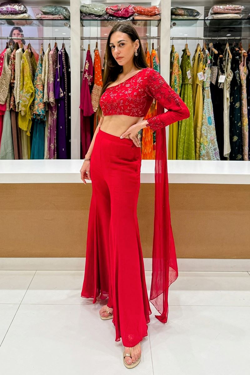 Glorious Net Designer Palazzo Suit for Engagement, Sangeet, and Parties