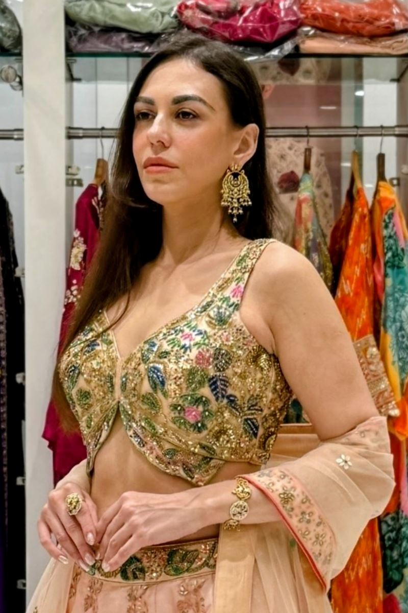 Exquisite Dola Silk Designer Indo-Western Lehenga Choli for Engagement and Reception