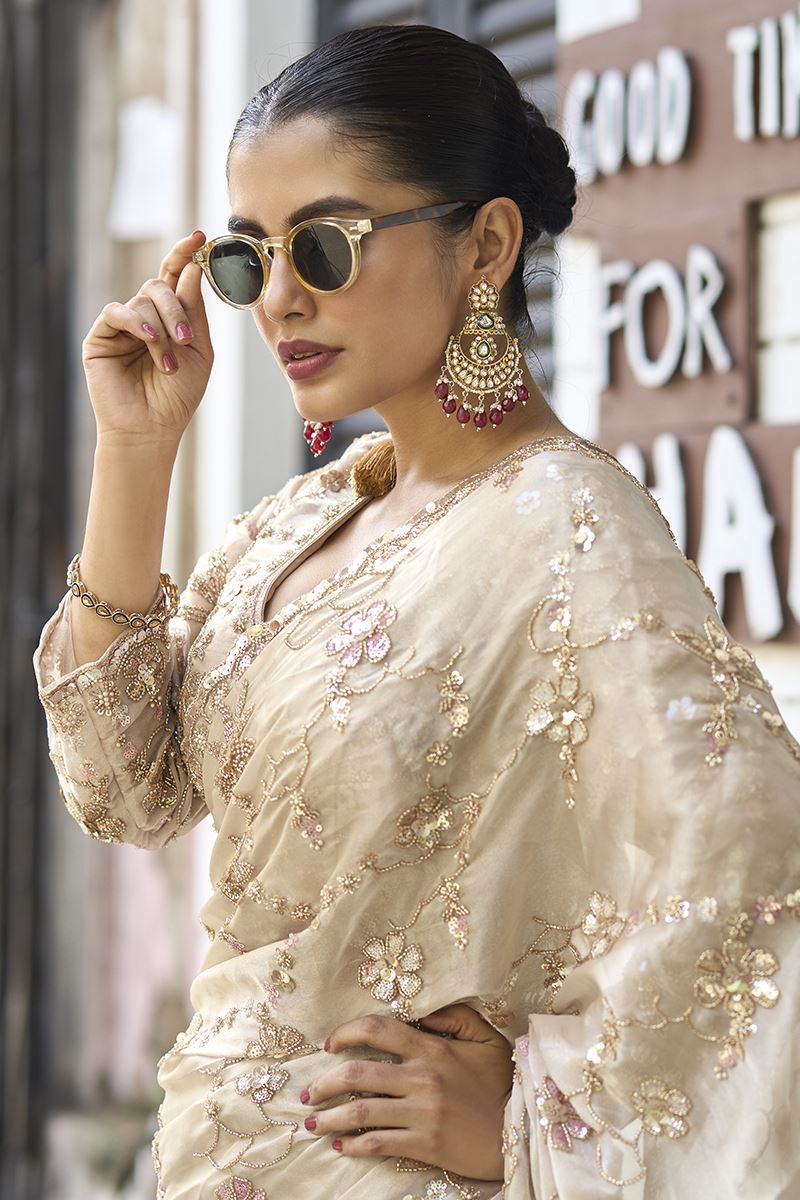 Lovely Silk Designer Saree for Engagement, Sangeet, and Parties