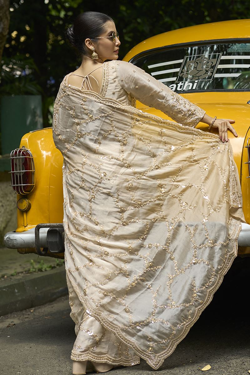 Royal Silk Designer Saree for Engagement, Sangeet, and Parties