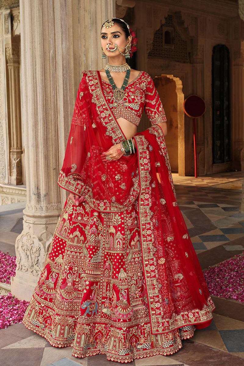 Captivating Heavy Pure Silk Designer Bridal Lehenga Choli for Wedding