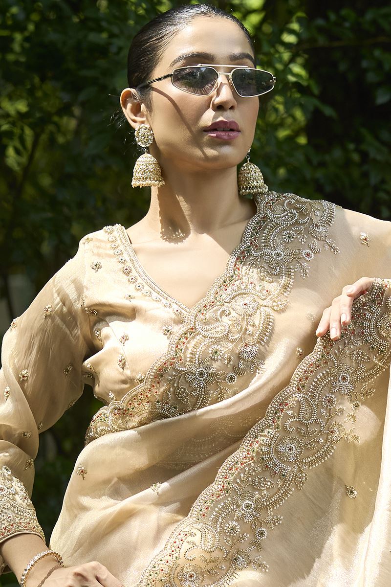 Marvelous Silk Designer Saree for Engagement, Sangeet, and Parties