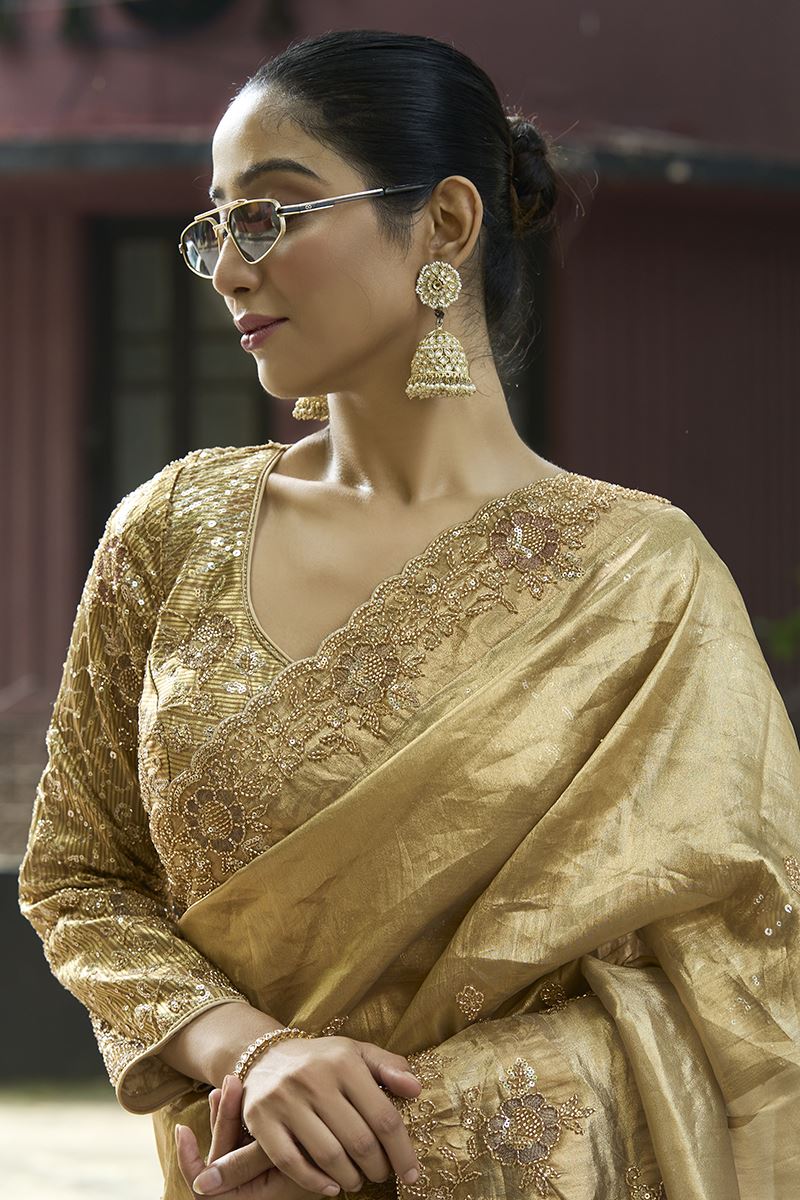 Flawless Silk Designer Saree for Engagement, Sangeet, and Parties