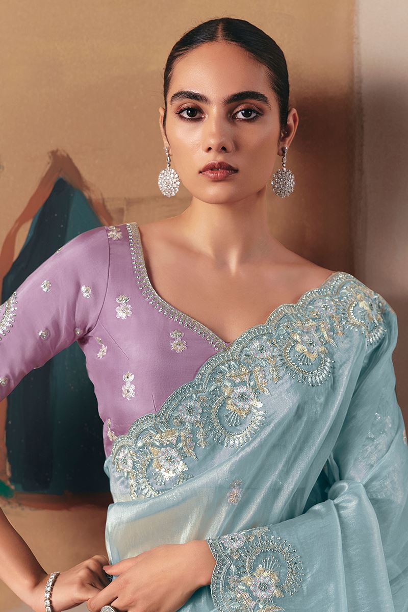 Enticing Premium Fancy Silk Designer Saree for Engagement, Sangeet, and Parties