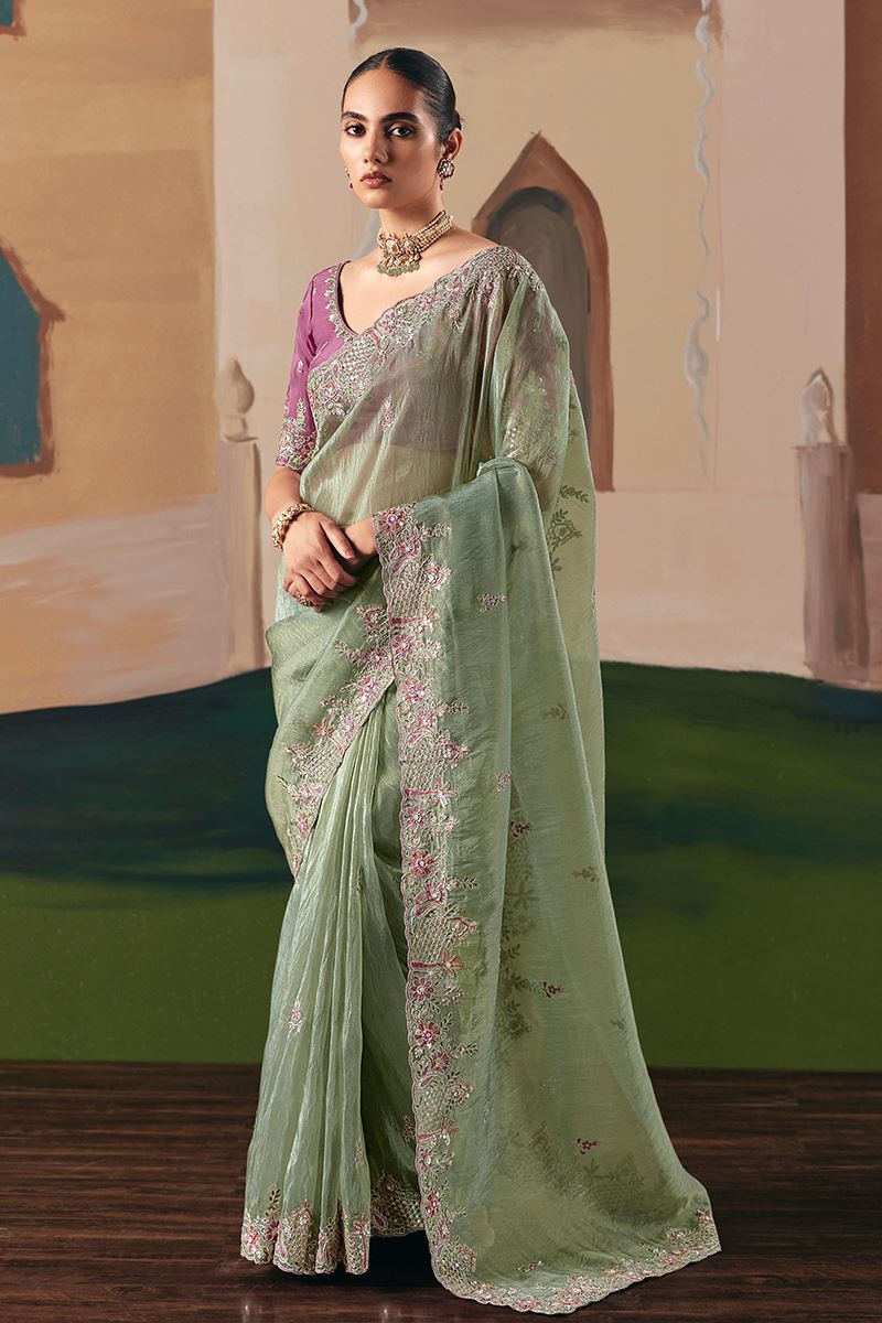 Marvelous Silk Designer Saree for Engagement, Sangeet, and Parties