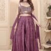 Bollywood Mauve Designer Palazzo Suit for Engagement and Reception
