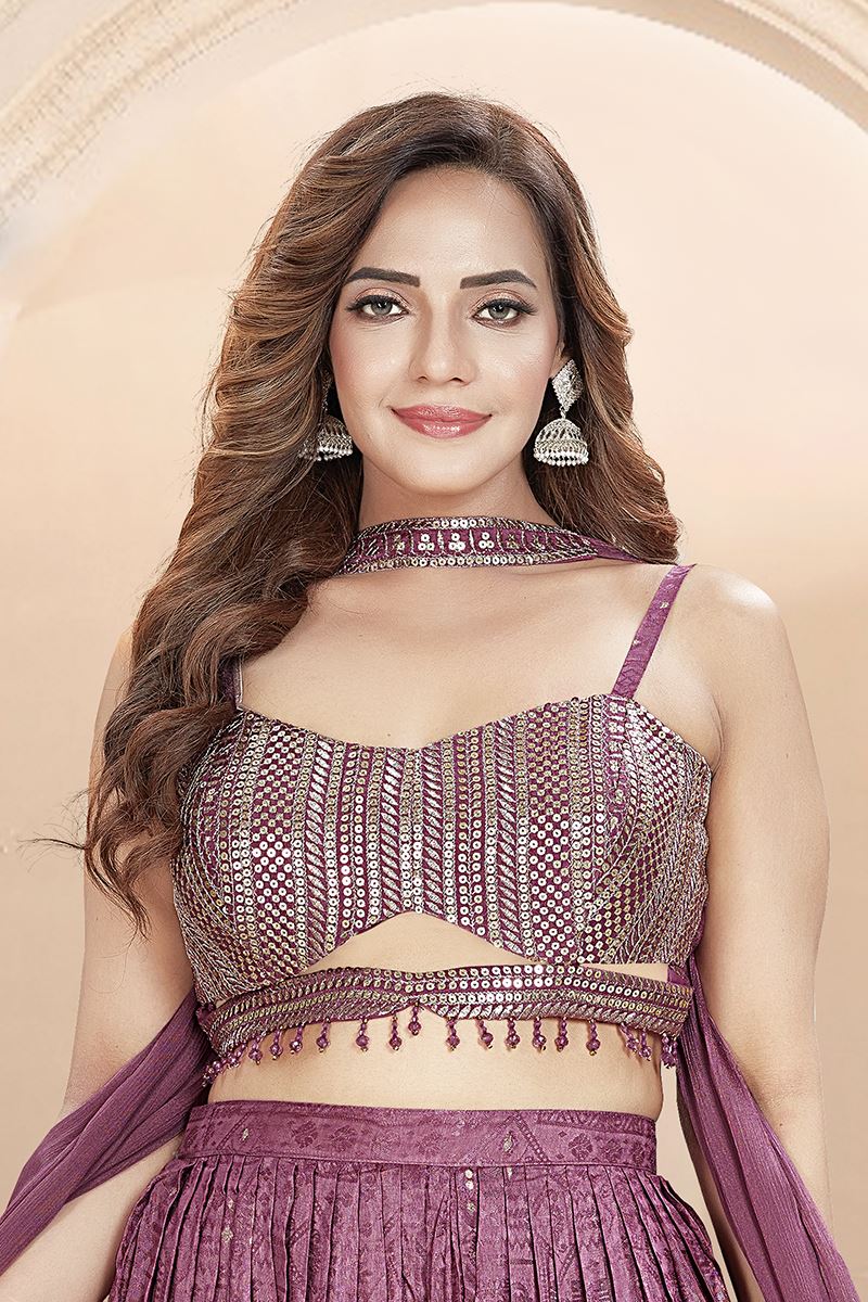 Bollywood Mauve Designer Palazzo Suit for Engagement and Reception