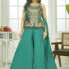 Dazzling Sea Green Designer Palazzo Suit for Mehendi, Engagement, and Reception