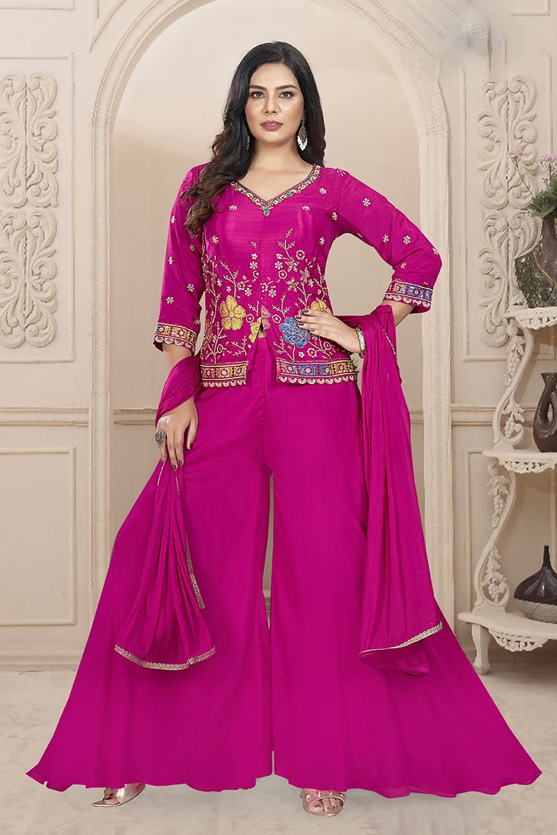 Fashionable Pink Designer Palazzo Suit for Wedding and Reception