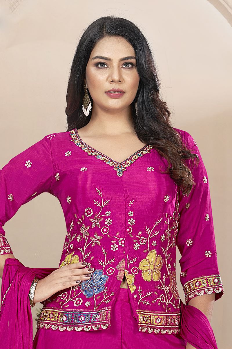 Fashionable Pink Designer Palazzo Suit for Wedding and Reception