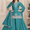 Vibrant Sky Blue Designer Palazzo Suit for Wedding and Reception
