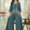 Amazing Teal Blue Designer Palazzo Suit for Engagement and Reception