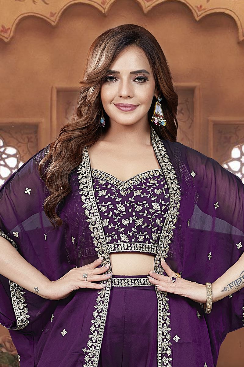 Pretty Purple Designer Palazzo Suit for Wedding and Reception