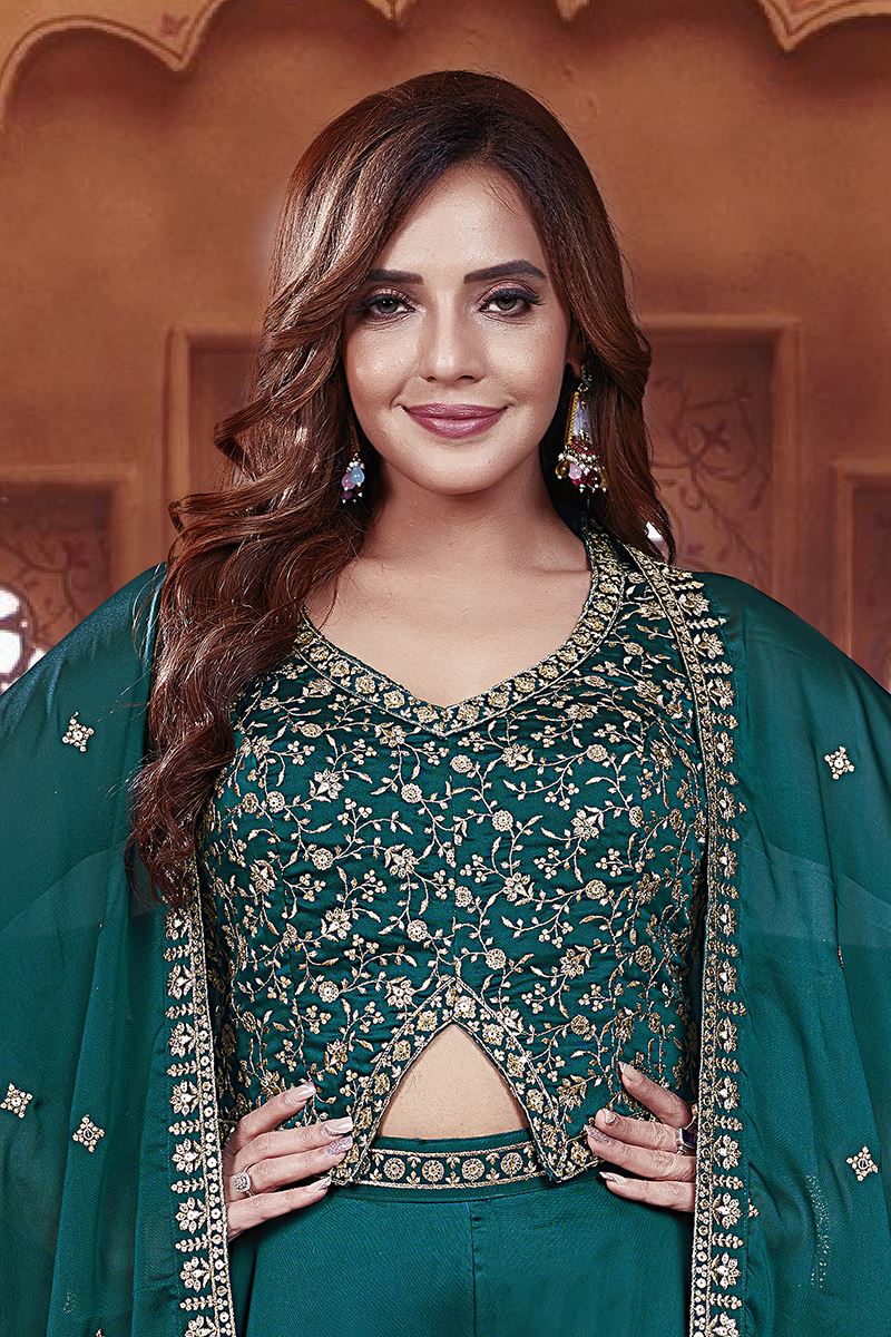 Surreal Teal Green Designer Palazzo Suit for Wedding and Reception