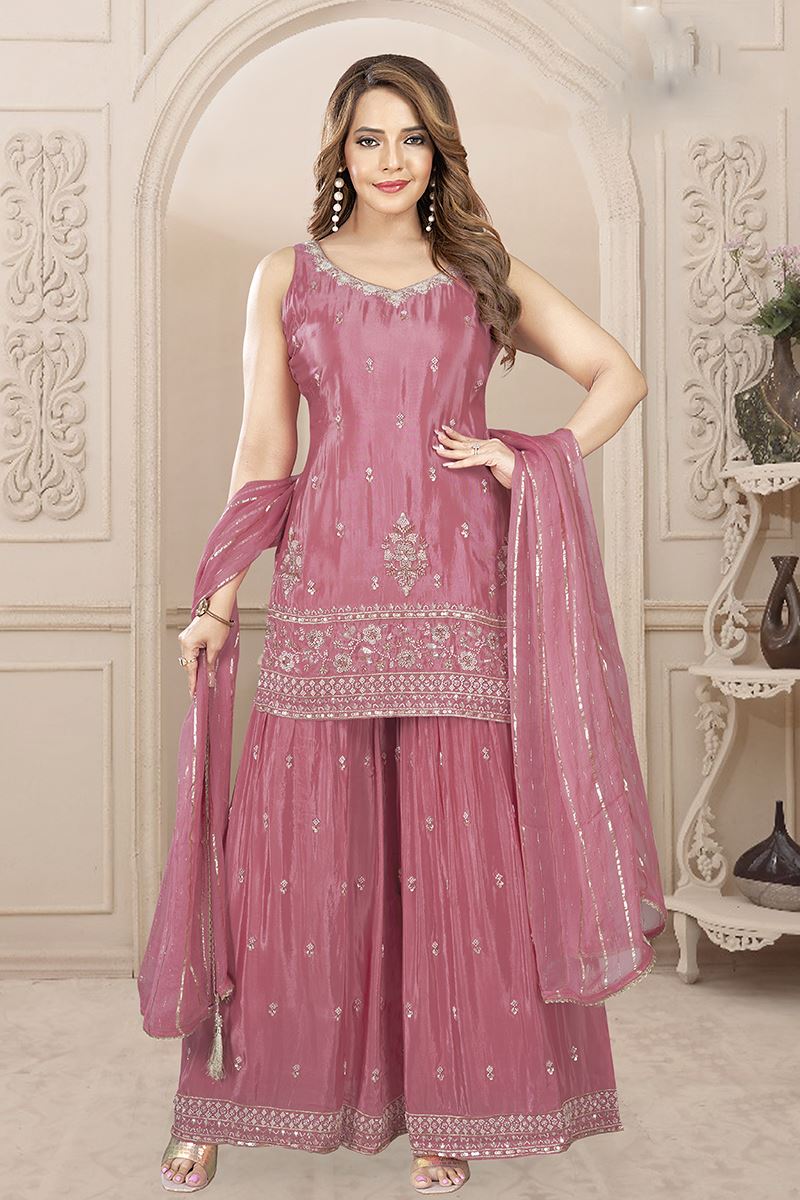 Heavenly Light Pink Designer Gharara Suit for Engagement and Reception