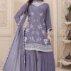 Enticing Grey Designer Gharara Suit for Engagement and Reception