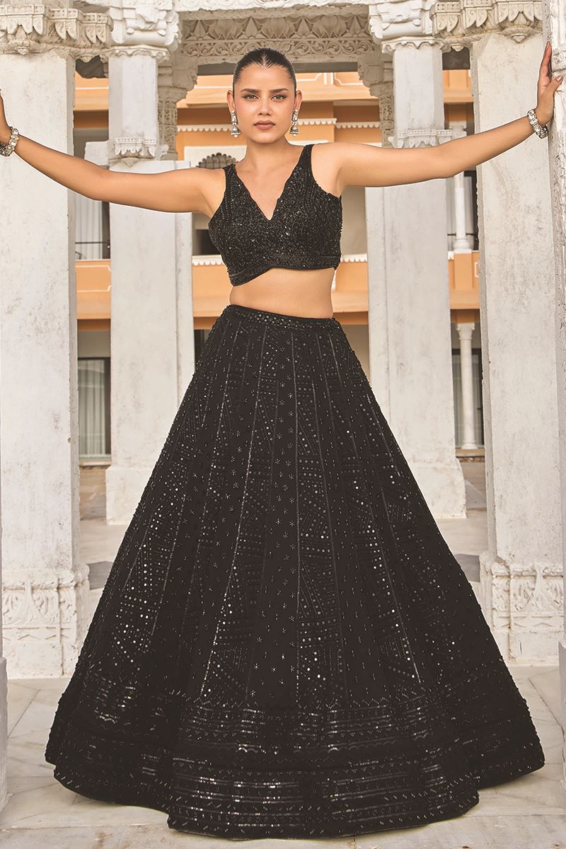 Smashing Georgette Designer Indo-Western Lehenga Choli for Sangeet and Parties