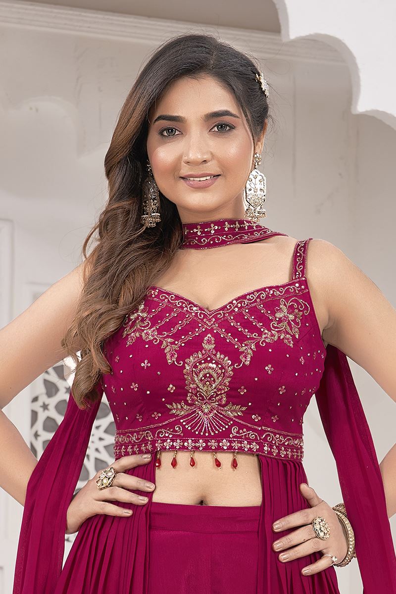 Flawless Rani Pink Designer Palazzo Suit for Wedding and Reception