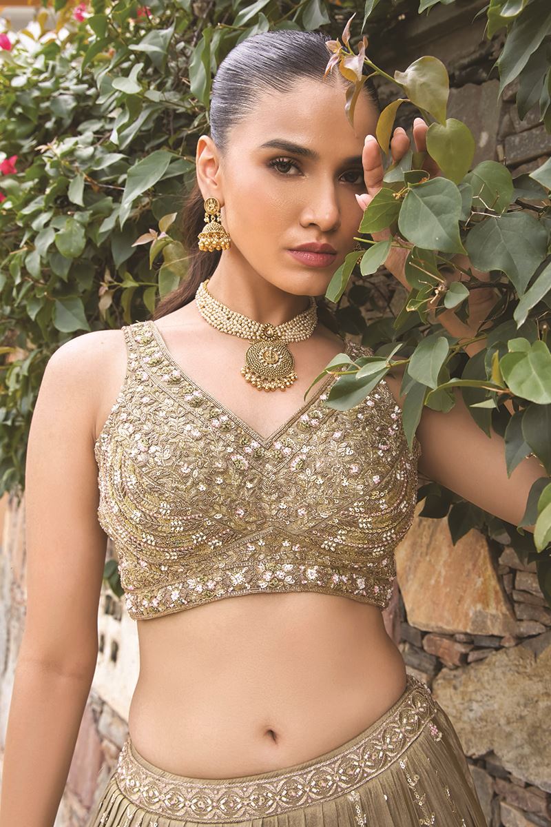 Spectacular Georgette Designer Indo-Western Lehenga Choli for Engagement and Reception