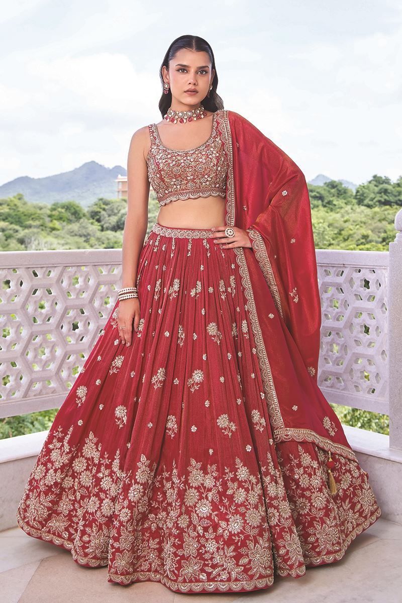 Dazzling Tissue Designer Indo-Western Lehenga Choli for Wedding and Reception