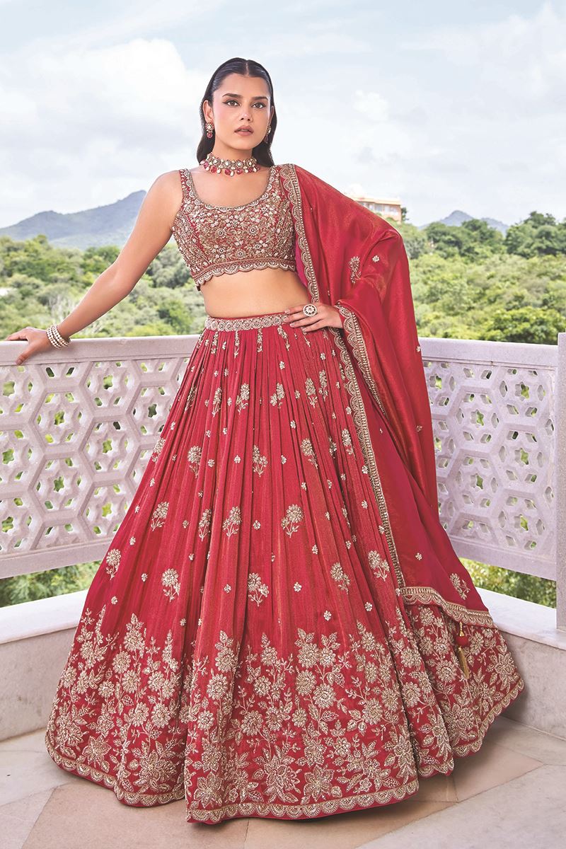 Dazzling Tissue Designer Indo-Western Lehenga Choli for Wedding and Reception