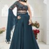 Magnificent Teal Blue Designer Palazzo Suit for Engagement and Reception