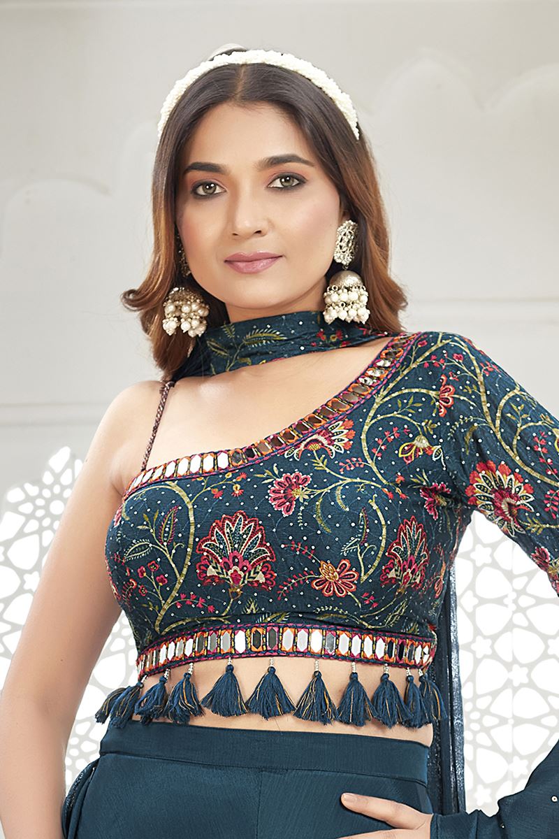 Magnificent Teal Blue Designer Palazzo Suit for Engagement and Reception