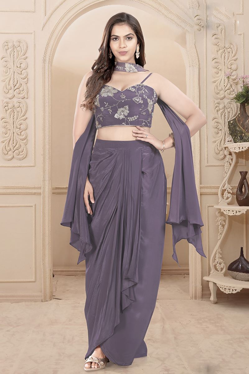 Classy Lavender Designer Indo-Western Suiti for Engagement and Reception