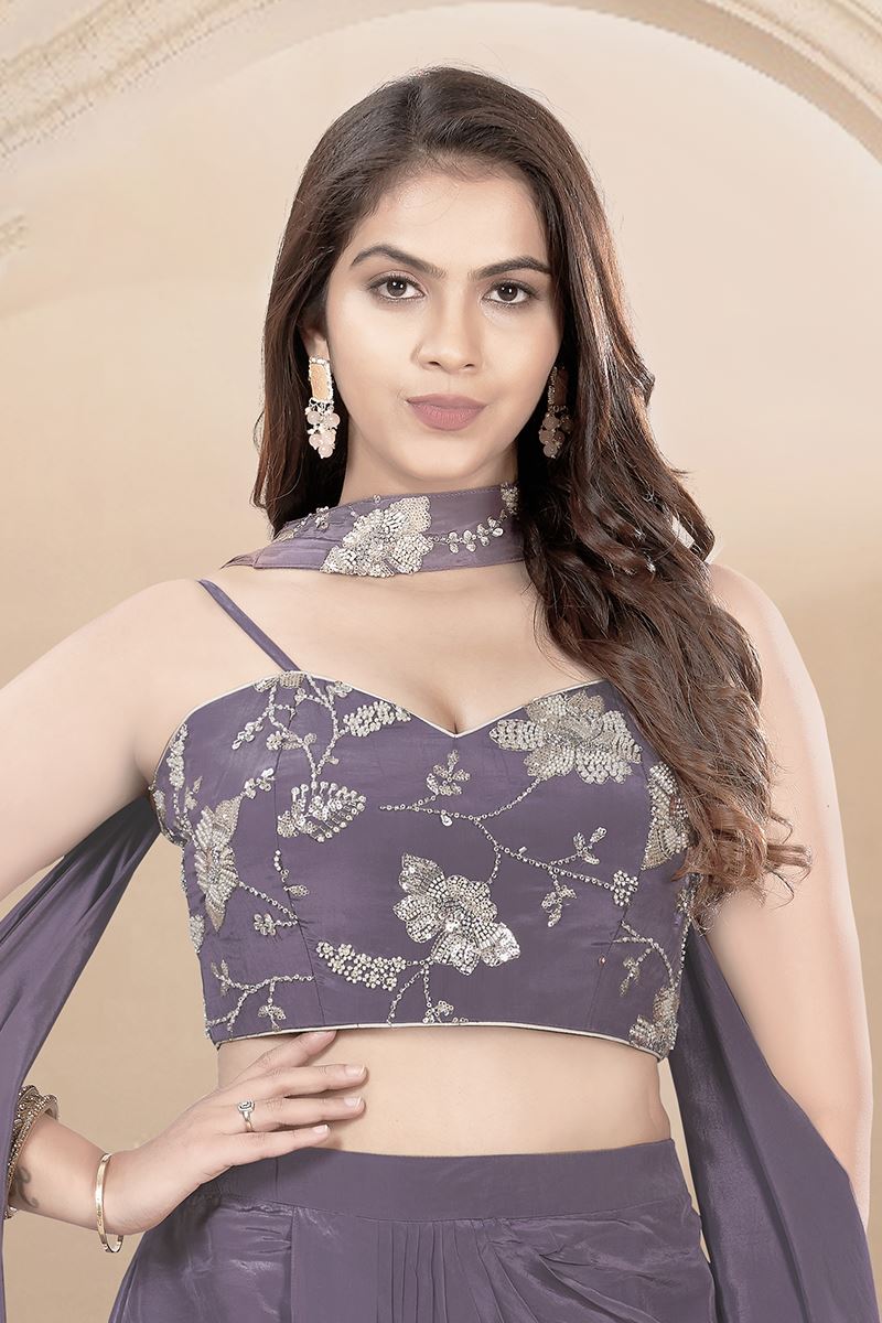 Classy Lavender Designer Indo-Western Suiti for Engagement and Reception