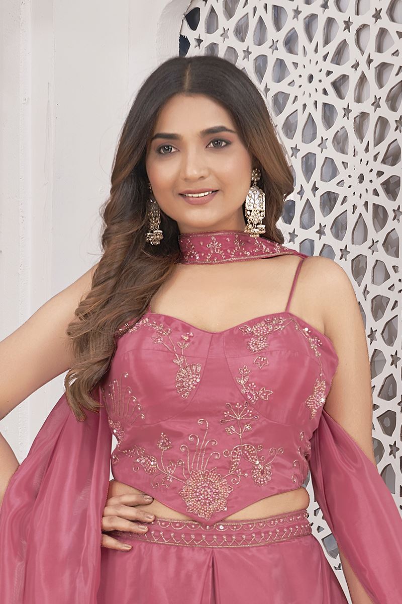 Smashing Pink Designer Indo-Western Suit for Engagement and Reception