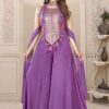 Delightful Purple Designer Palazzo Suit for Engagement and Reception